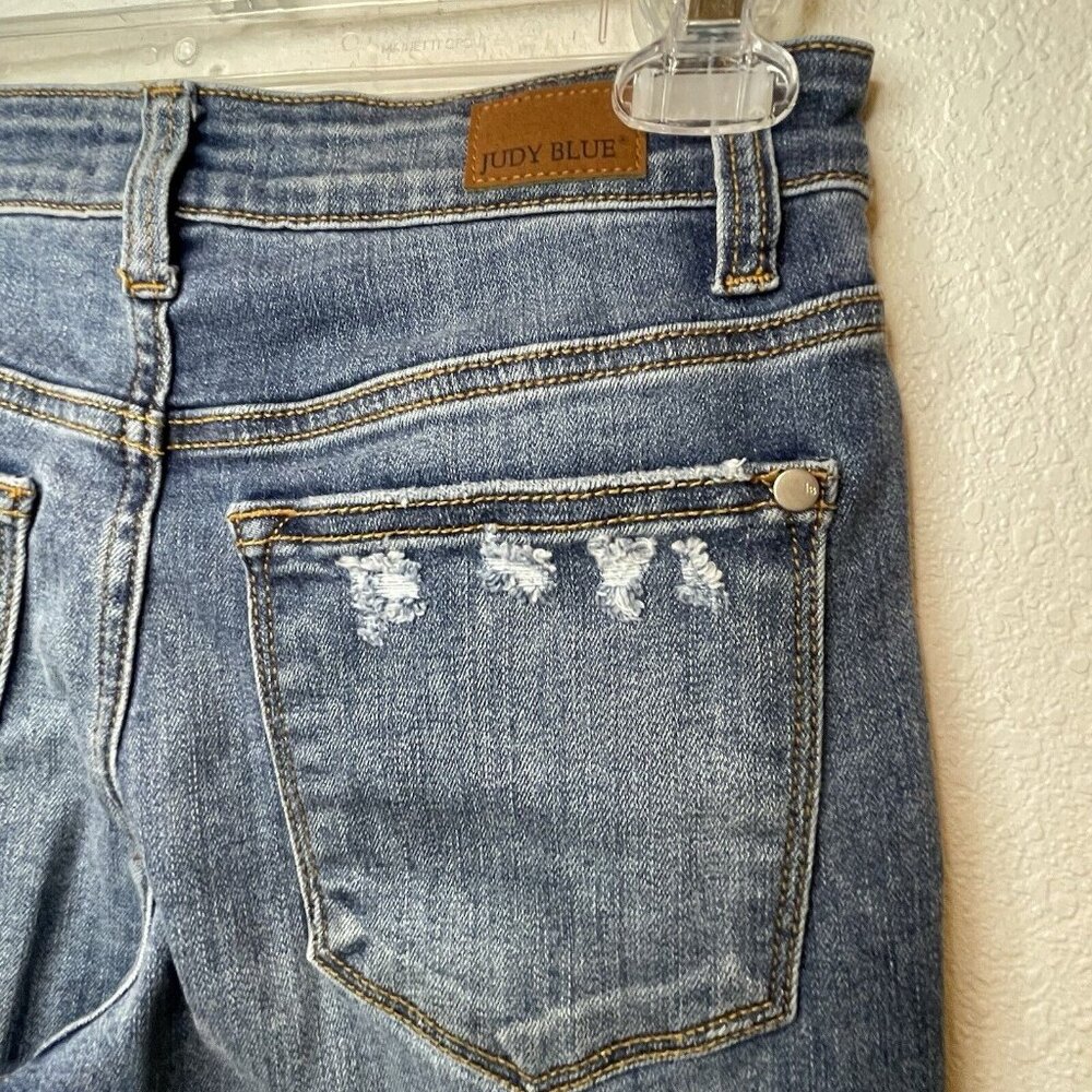 Judy Blue Slim Fit Jeans 0/24 Distressed Medium Wash Mid Rise Stretch Denim - Picture 8 of 13
